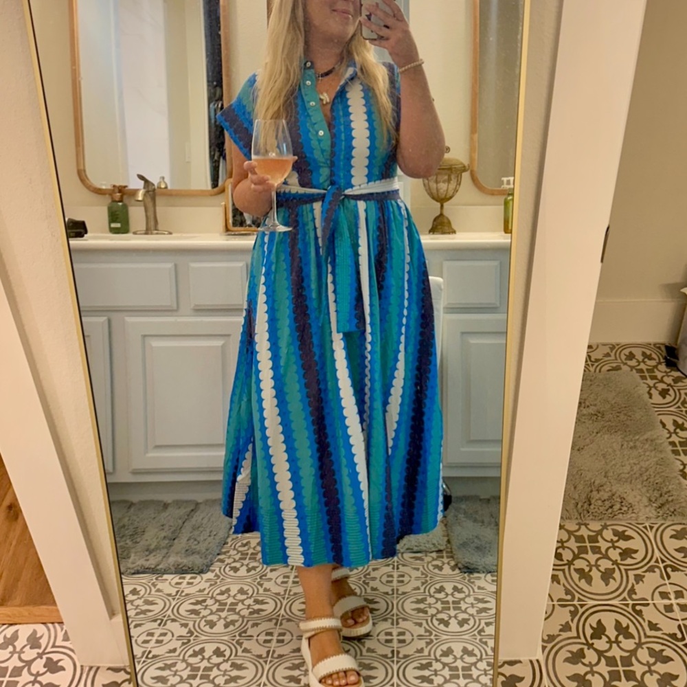 Oliphant Blue and White Patterned Dress